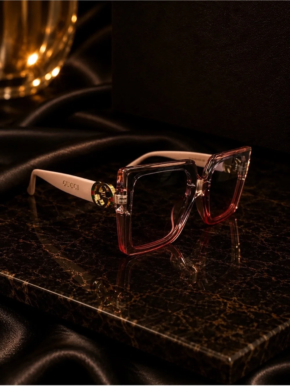 Luxury Pink Square Oversized GG Sunglasses